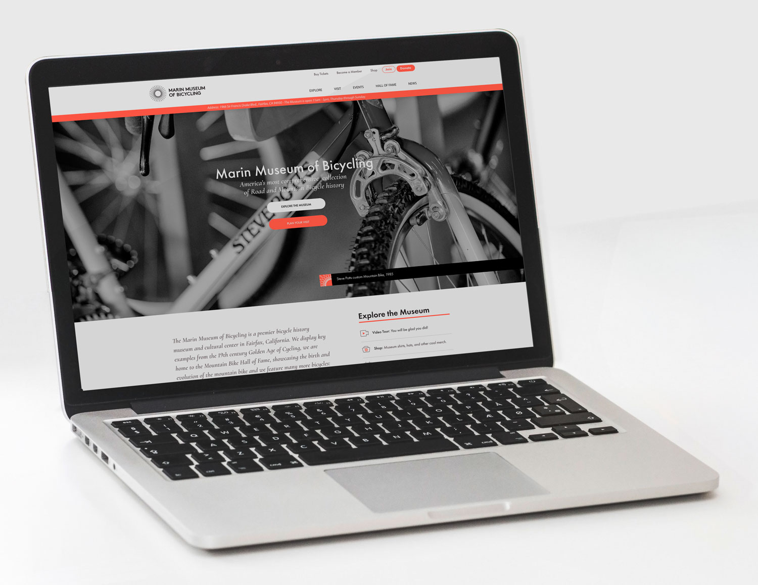 Marin Museum of Bicycling website design