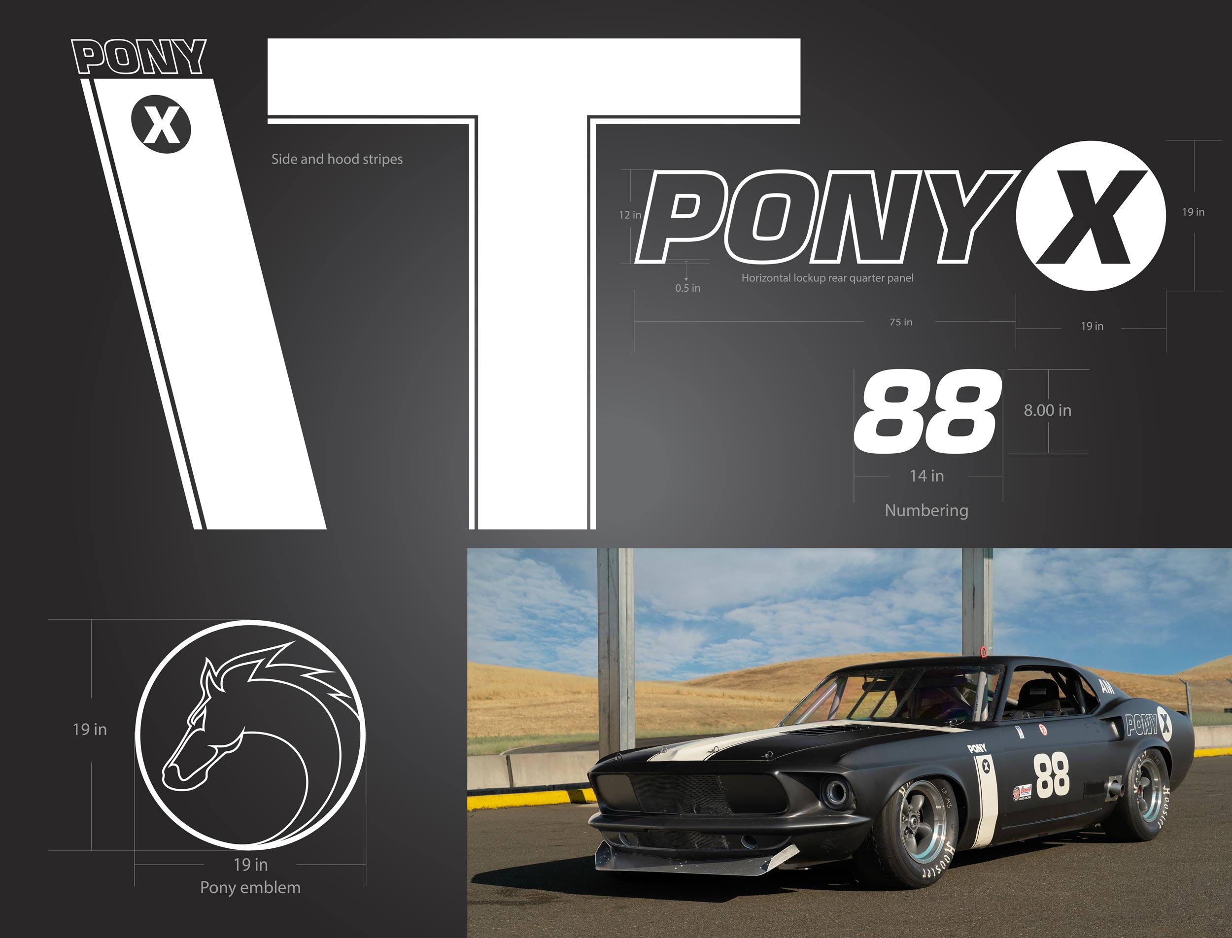 Custom livery for the PonyX race car